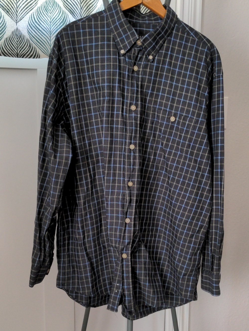 Orvis Black and Blue Plaid Button-Down Shirt